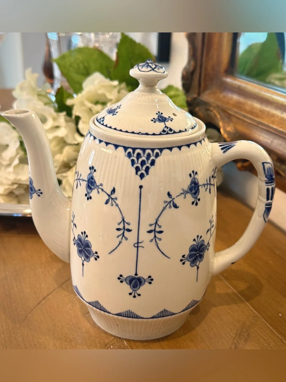 Antique Furnivals Denmark Blue Coffee Tea Pot England